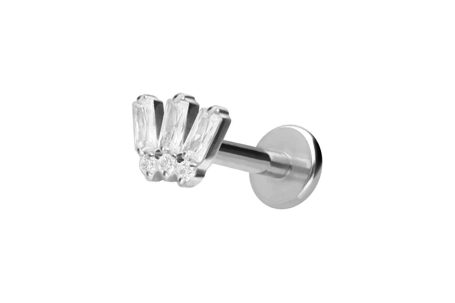 Titan Labret Piercing mit Innengewinde 6 EINGEFASSTE KRISTALLE